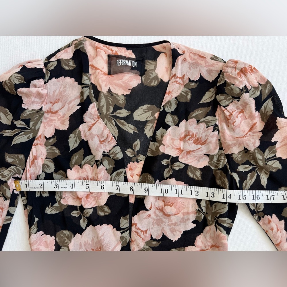 Reformation Black Maxi Dress with Pink Floral Print - Picture 11 of 11